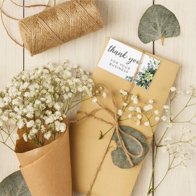 30 Stück Blattblumen Dankeskarten mit Umschlagaufklebern Einladungen Innen leer Grußkarten Postkarten Geschenkkarten 9X5,4cm
