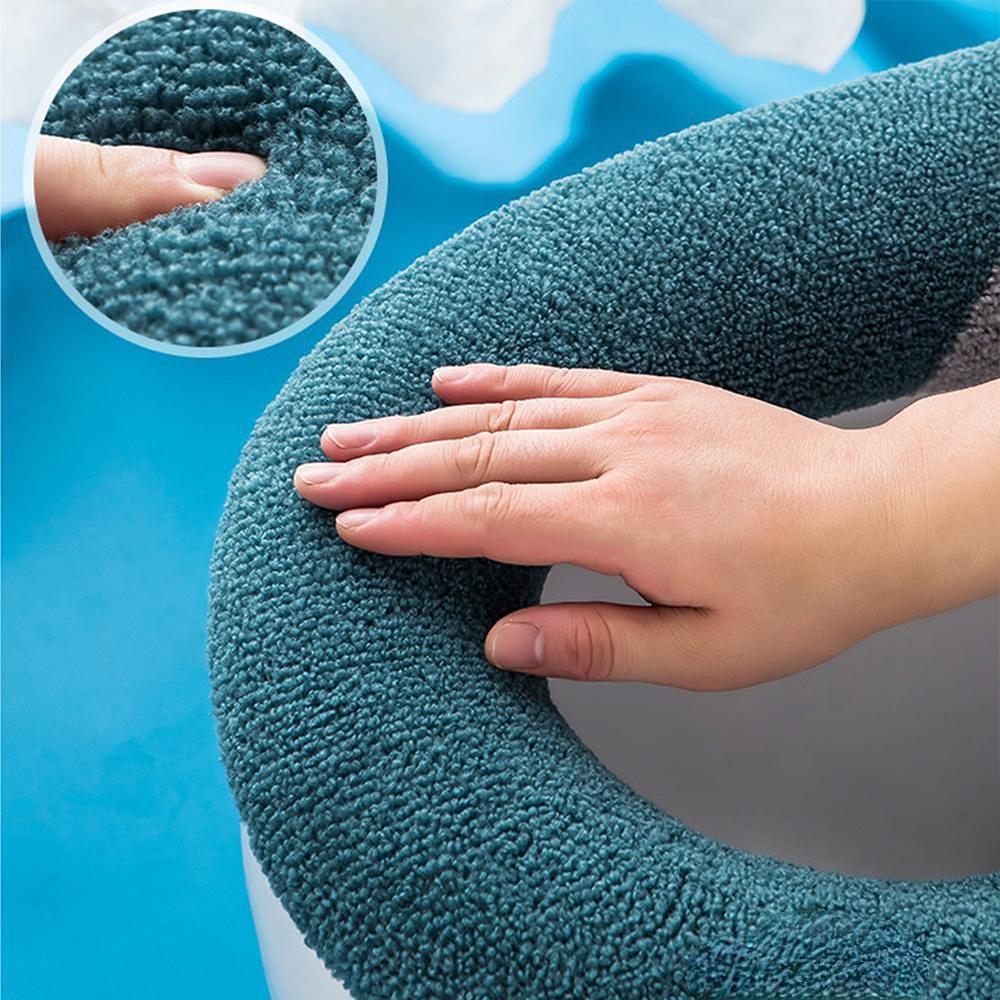 1 pezzo di copertura imbottita lavabile per bagno, morbida e calda, con cerniera, per sedile WC