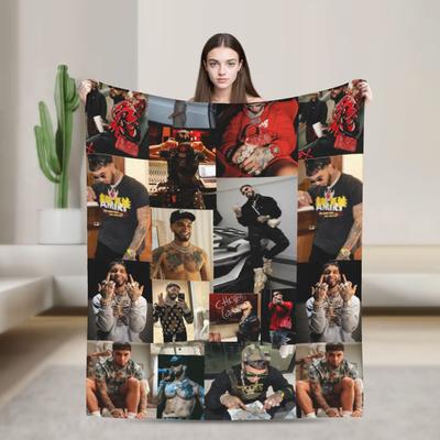 Warm Blanket Camping Anuel AA Rapper Throw Blanket Flannel Bedspread For Couch Chair Sofa Bed Fashion Sofa Bed Cover