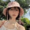 Double Sided Floral Print Bucket Hat Wide Brim Sun Hat Versatile Basin Cap  Spring