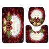 4pcs Shower Christmas Curtain Toilet Cushion Set Cover Mat Pad Rug Xmas Bathroom