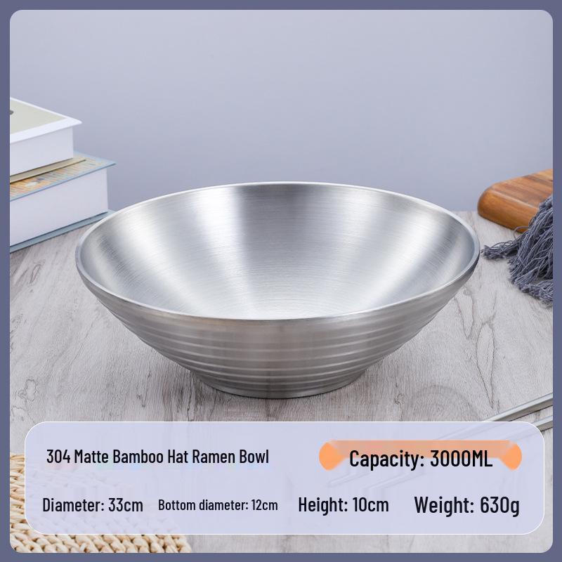 304 Stainless Steel Double Layer Heat-Insulated Ramen and Soup Bowl - Large Gold Noodle Mixing Bowl