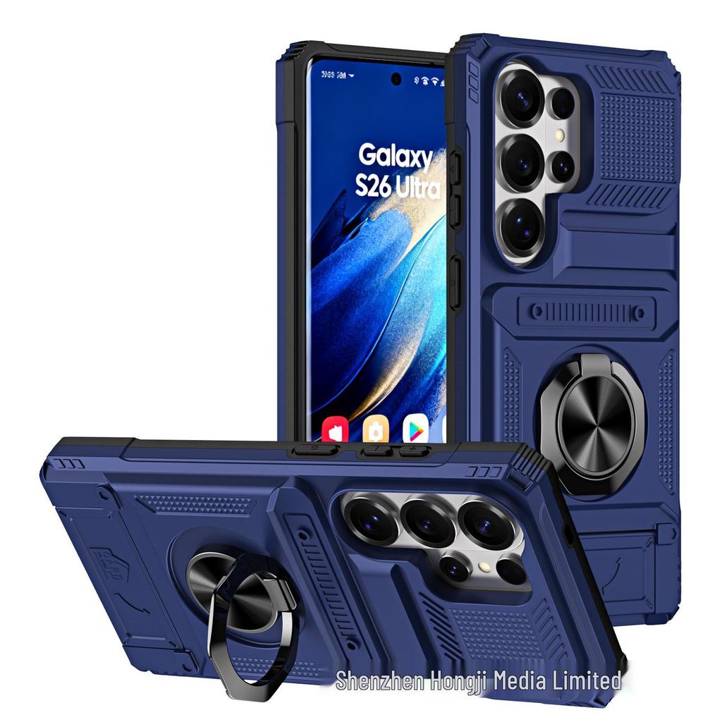 Samsung S25Edge Fusion Armor Phone Case with Card Slot & Magnetic Car Mount