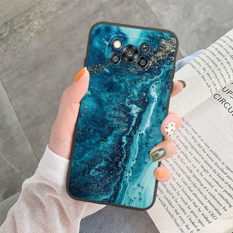 Poco X3 Pro Pocox3 NFC Case Luxury Glitter Gold Foil Ocean Marble Silicone Soft Phone Cover For Xiaomi Poco X3 X5 X6 Pro Shell