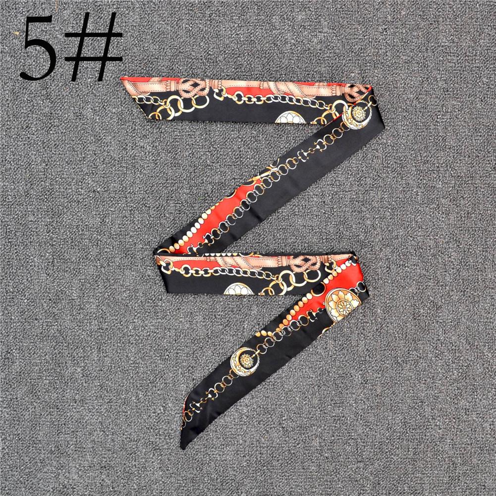Fashion Color Printing Long Silk Scarf Women Ribbon Neckerchief Print 4cm Thin Narrow Scarves Bag Hair Band Ribbon Headscarve
