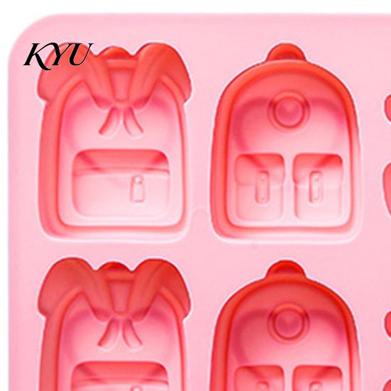 Durable Ice Cube Tray Backpack Silicone Mold, 6 Cavity School Bag Shape Baking Tool, Food Grade Mold Flexible for Chocolate And Fondant Jelly Desserts