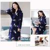 Women's Robe In The Long Section Thickened Nightgown Printed Long-sleeved Leisure Bathrobe