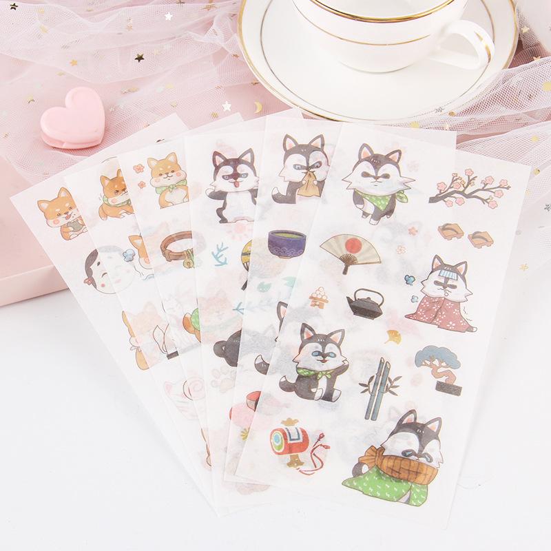 6 Sheets, Cute Expression Cartoon Doodle Cup Round Sticker, Multicolor Smile Face Gift Decoration Hand Account Sticker, Korean