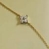14K Gold-Plated S925 Sterling Silver Four-Leaf Clover Anklet with Diamond-Inlaid Flower Design for Women