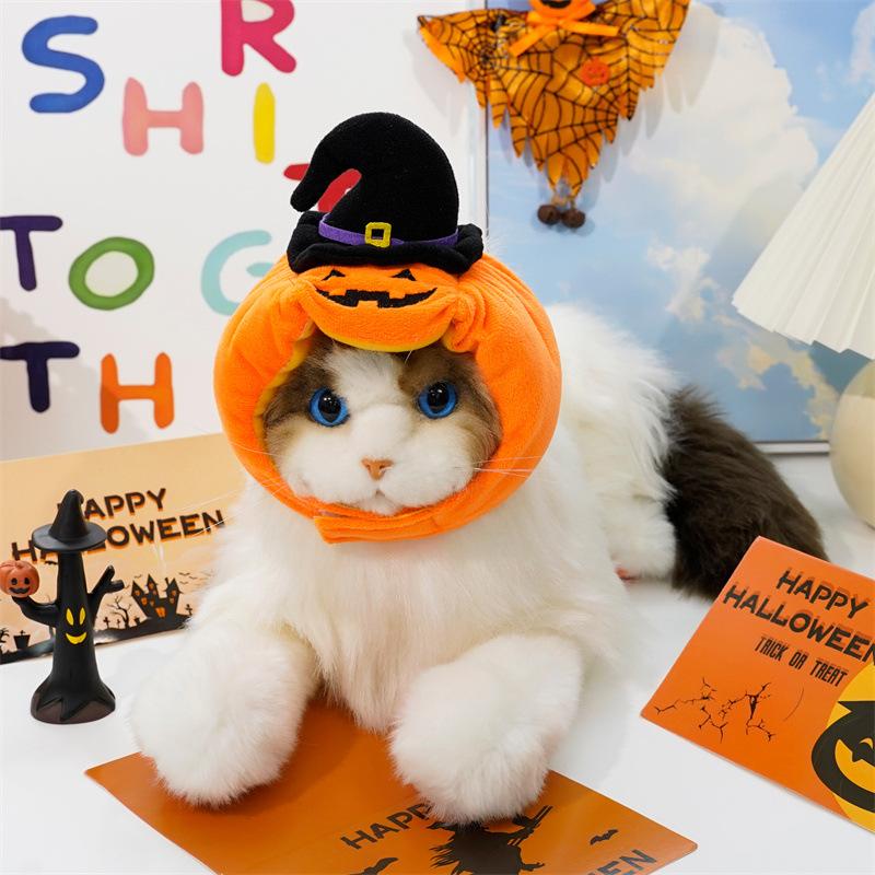 Čiapka pre domáceho maznáčika Halloween Zábavná tekvicová čiapka pre psa Kostým pre psa Kapucňa na transformáciu mačky
