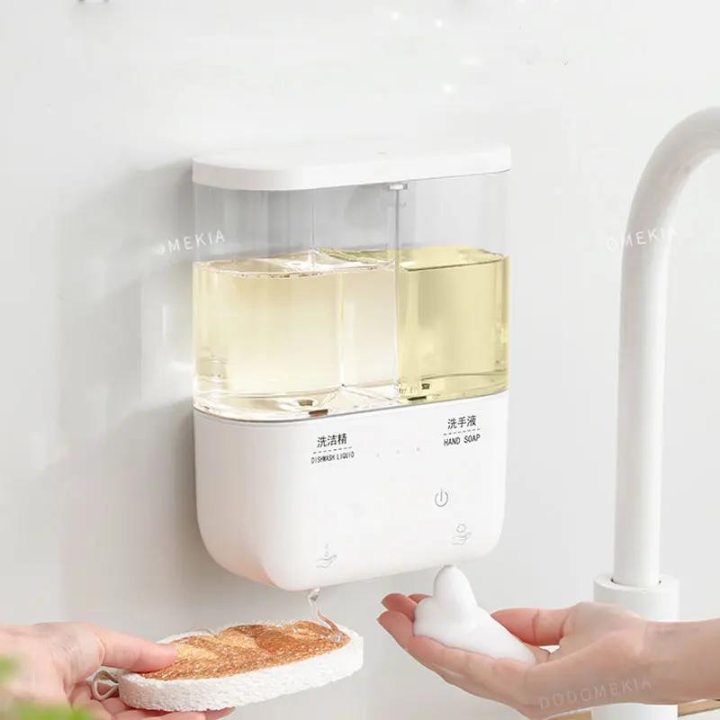 Automatic sensor intelligent soap hand sanitizer electric kitchen double head gel foam machine wall mounted detergent machine