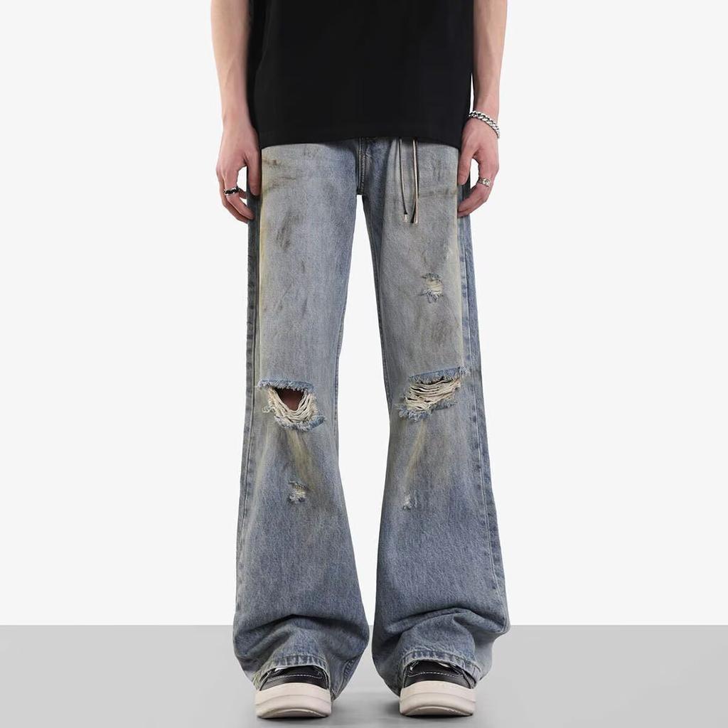 Street retro washed ripped jeans American new ins new loose straight casual pants