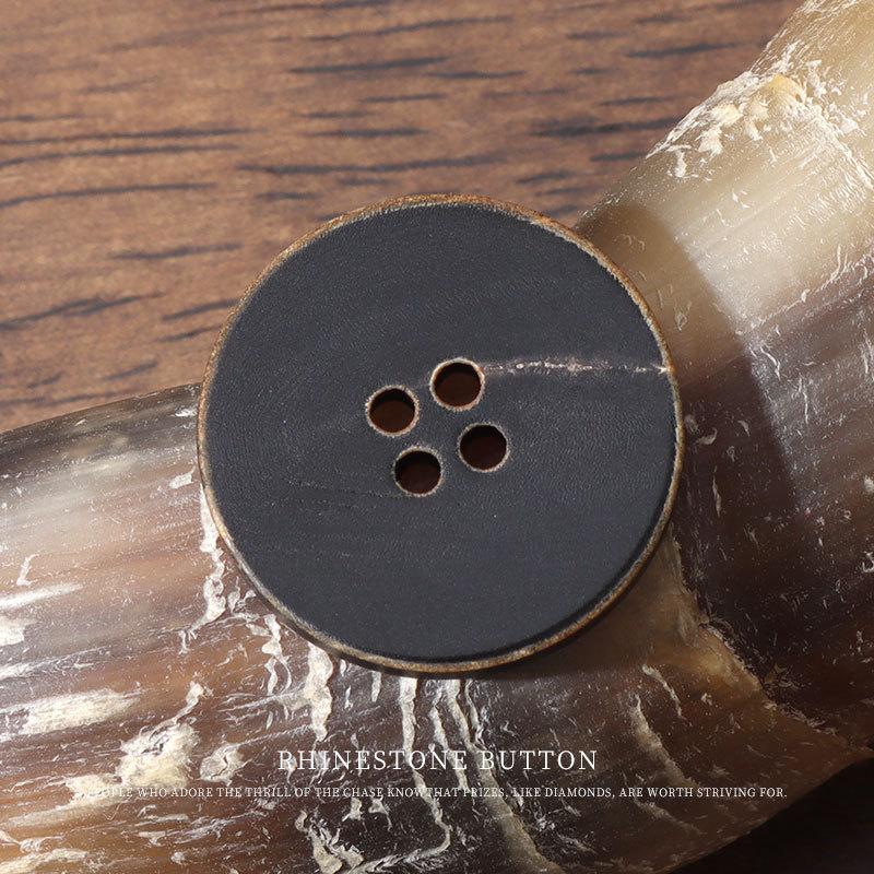 

5pcs Burnt Edge Flat Black Horn Buttons Woolen Large Trench Coat Jacket Buttons Suit Formal Button Accessories 11mm burnt edge black