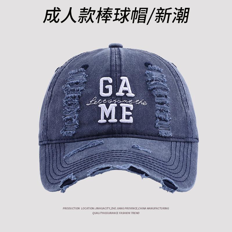 Casquette de baseball à broderie de lettres pour grande circonférence de tête pour femmes, polyvalente pour le printemps et l'été, sommet doux, large bord, casquette à visière pour hommes