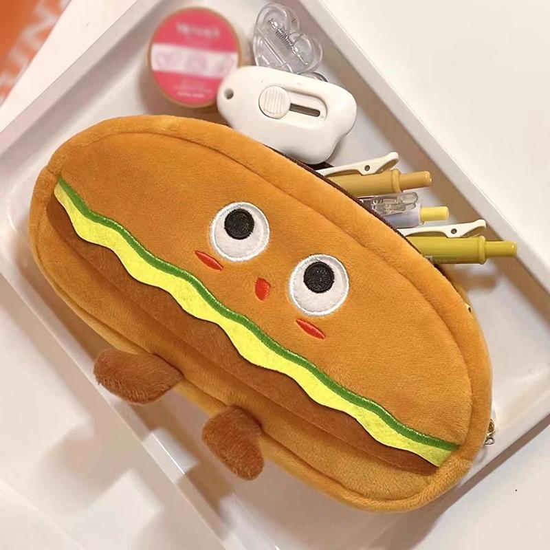 Interesting Hamburger High-value Pencil Case High-capacity Primary School Junior High School Students Creative Pencil Case Cosmetic Bag Pencil Case