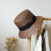 Japanese Simple Retro Straw Flat Top Small Basin Hat Men And Women Summer Sunshade Sun Protection Beach Vacation Bow Straw Hat