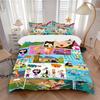 Cartoon Characters Action Print 3Pcs Bedding Setduvet Cover With 2 Bedropillowcase Home Birthday Gift