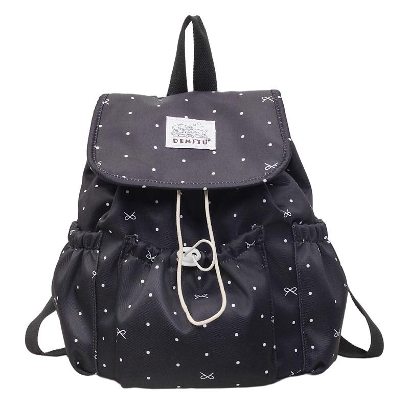 Schoolbag small schoolbag college student female Japanese ins style high value niche polka dot backpack female travel lightweight small backpack