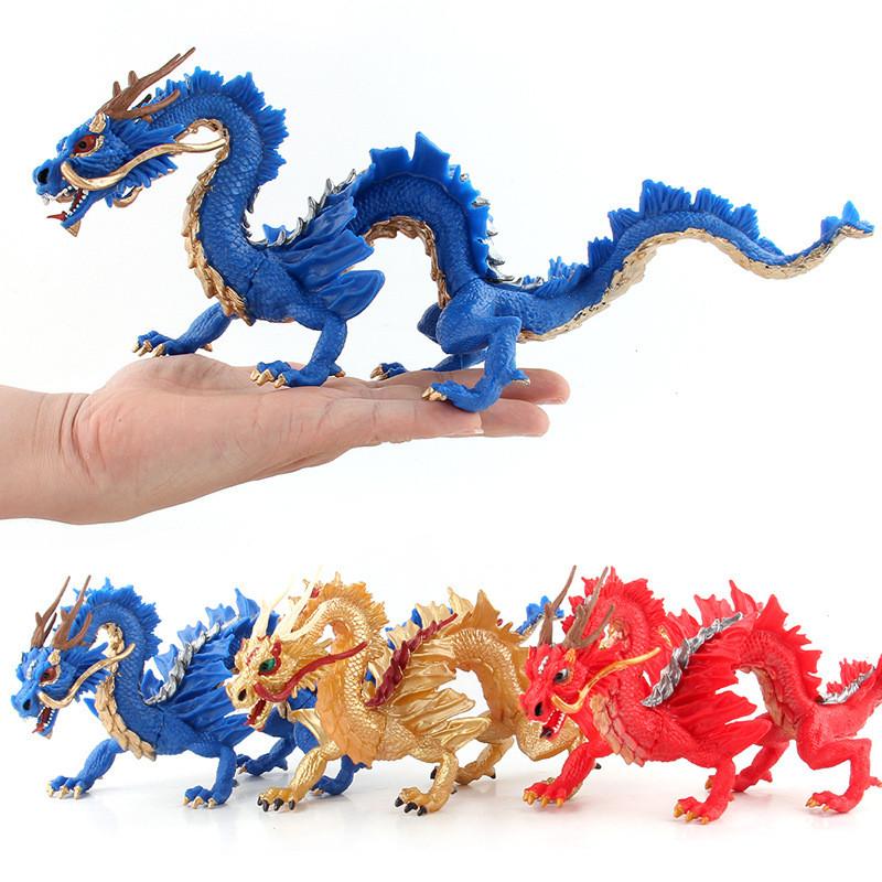 Exquisite Pvc Chinese Dragon Figurine Model For Collectors In Blue And Gold