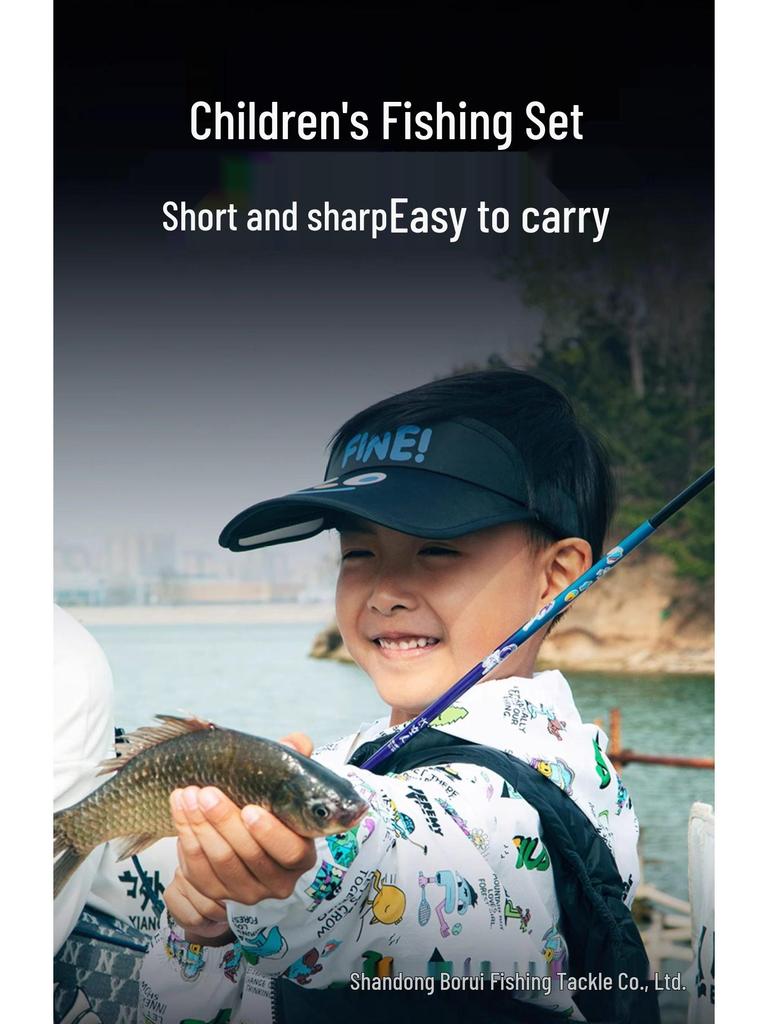 Mini Children's Fishing Rod Set with Hooks – Pocket-Sized Shrimp Rod for Kids