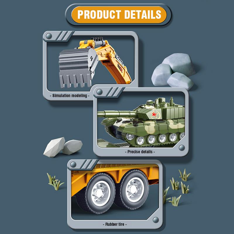 2026 Semi-carrier Container Truck Diecast Engineering Inertial Driving Toys for Boys Tractor Excavator Bulldozer Kids Vehicle Model
