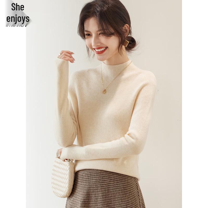 Women's 100% Wool Half-High Collar Sweater