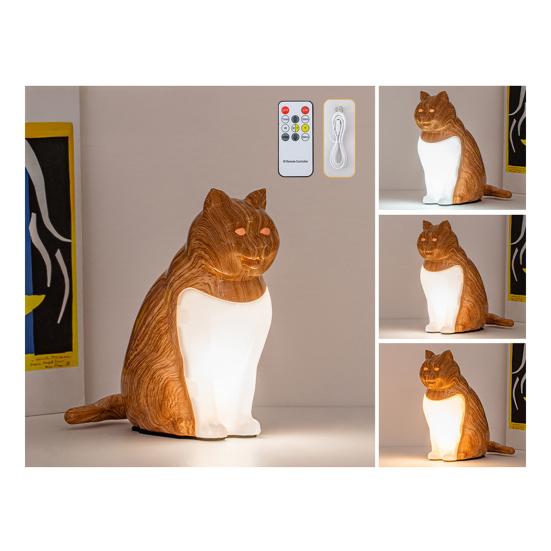 Cat-Shaped Night Light with Aromatherapy Bedside Table Lamp with Sound Function Rechargeable Soft Warm Glow Decorative Figurine Gift for Home Office
