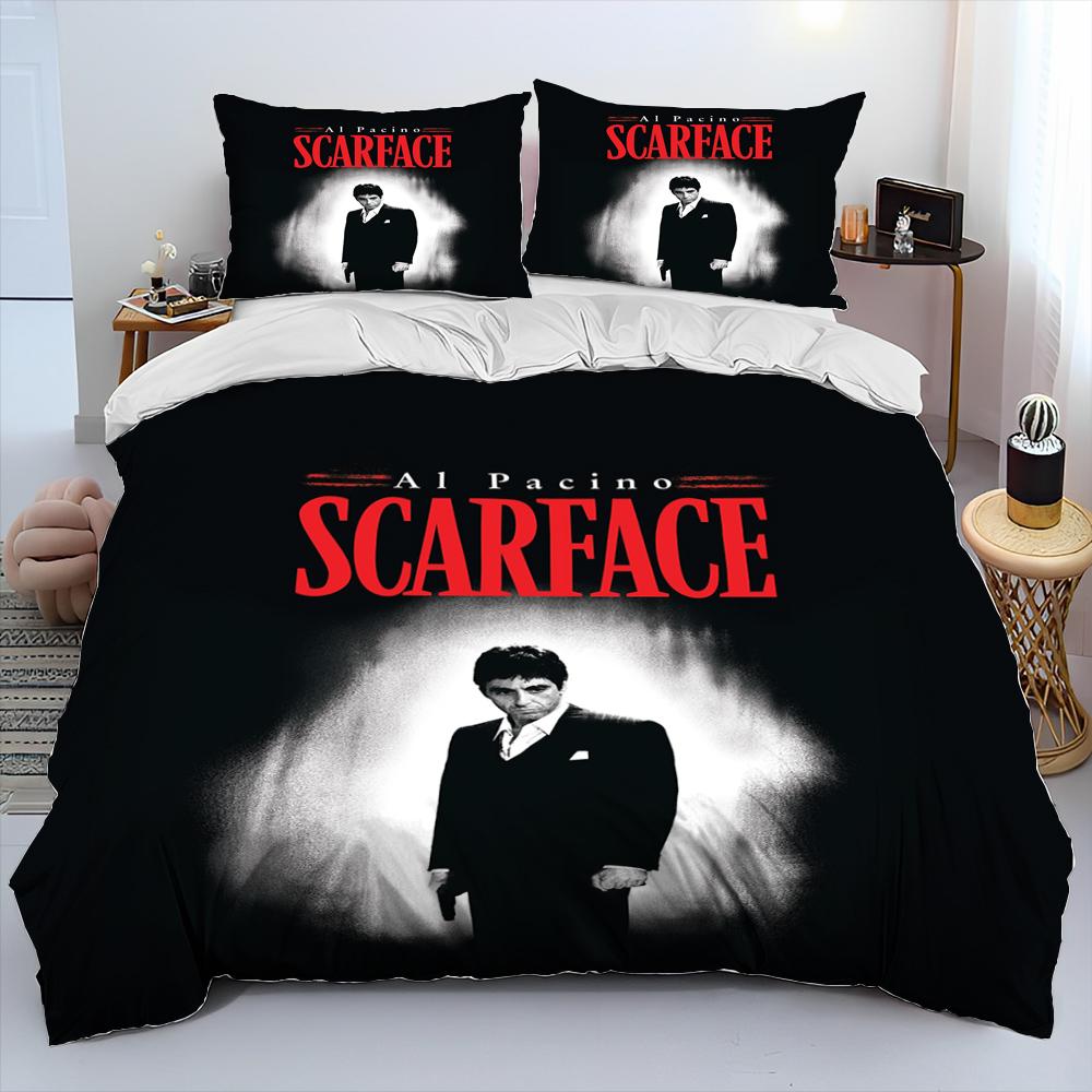 Film Scarface Tony 3D-Druck Bettdecke Bettwäsche-Set, Bettbezug Bett-Set Steppdeckenbezug Kissenbezug, King Queen Größe Bettwäsche-Set Kind