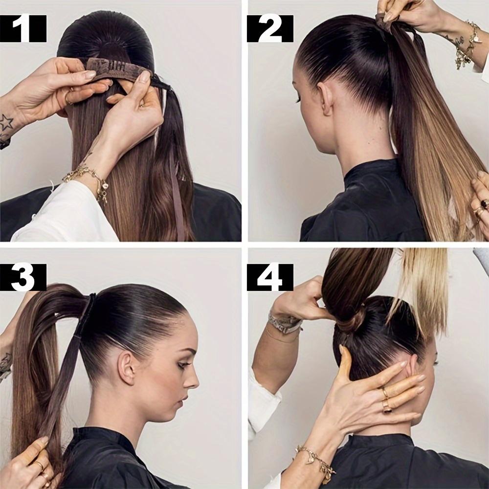 22 Inch Long Straight Ponytail Extensions Synthetic Fiber Hair Extensions Wrap Around Straight Ponytail Extensions For Women Hair Accessories