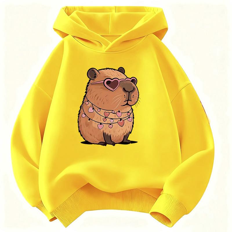 Streetwear Capybara Printed Hooded Kids Children's Sweatshirt Cute Hoody for Boys Girls Autumn Spring Casual Hoodies