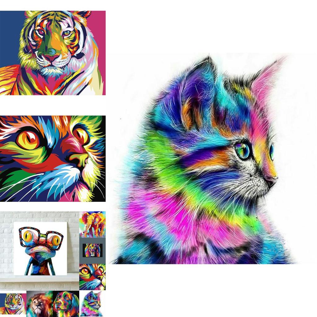 Vibrant Abstract Tiger And Lion Canvas Art For Modern Living Room Decor 40x30cm