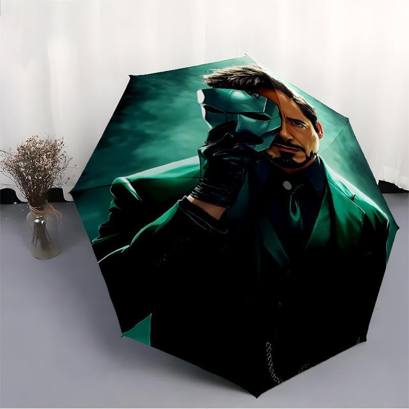 1pc Iron Man Mask Automatic Folding Umbrella, Durable Plastic & Iron, Lightweight for Outdoor Daily Use  003