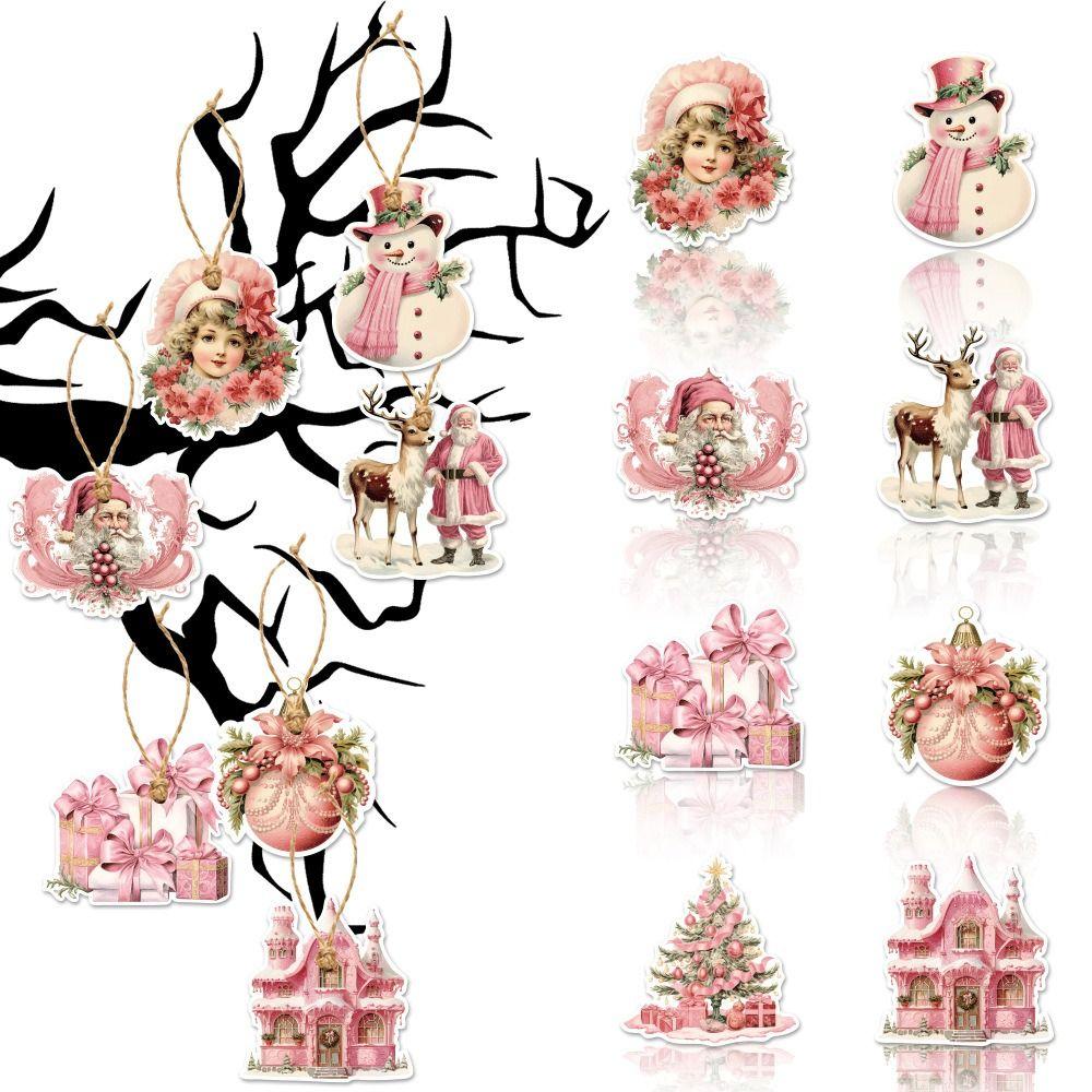 24pcs Santa Claus Christmas Tree Hanging Ornament Paper Christmas Tree Decoration Xmas Decor
