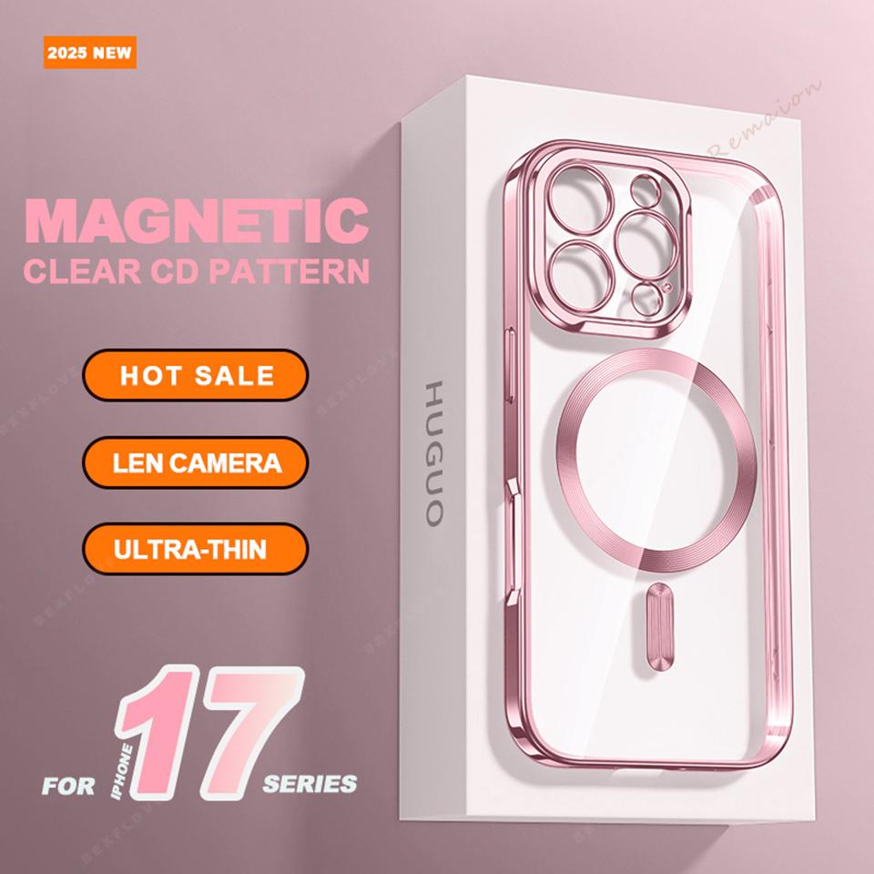 

New Clear Magnetic Case For For Iphone 17 Air 16E 16 1 14 Plus 13 11 12 16 17 Pro Max Bling Bling Glitter Protector Cover For iPhone 12Pro