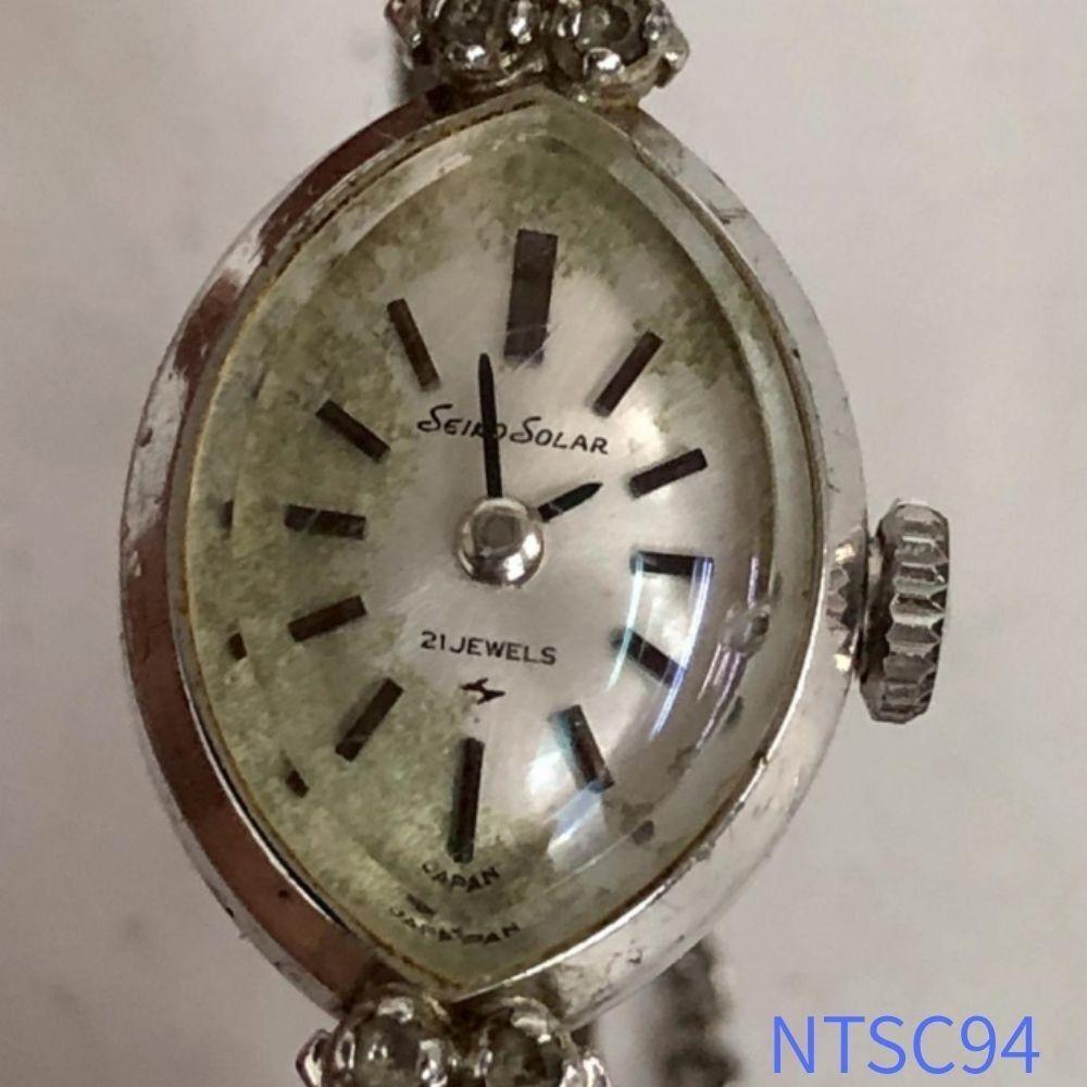 SEIKO SEIKO SOLAR solar manual winding watch silver silver ladies brand good condition working item vintage