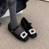 British Style Square Buckle Retro Mary Jane Shoes Thick Heel Square Head Single Shoes Woolen Soft Sole Increased Height