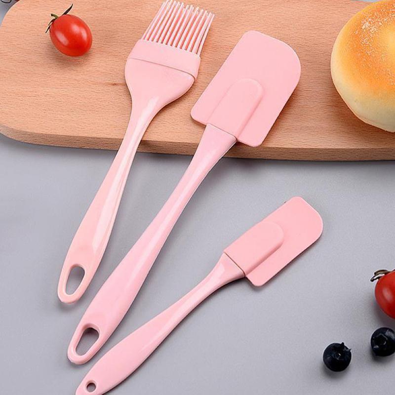 3Pcs Non-Stick Silicone Cream Scraper Bread Cake Butter Spatula Mixer Oil Brush With Pp Handle Cake Spatula Kitchen Baking Tool