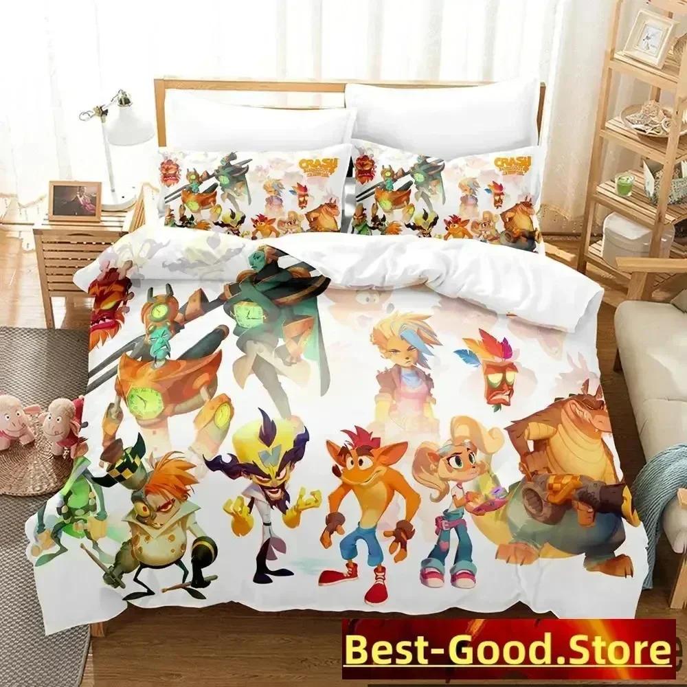 3D Print Crash Bandicoot Game Bedding Set Duvet Cover Sheet Printed Bed Set Pillowcase Full Queen King Size Comforter Bedroom