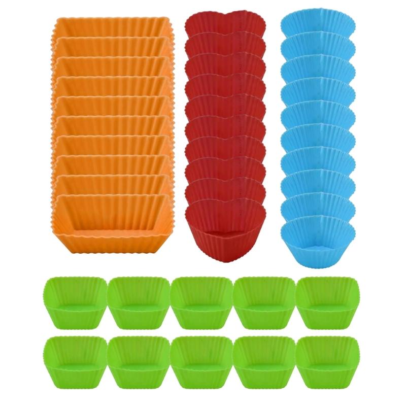 40Pcs Silicone Cupcakes Bakings Cups Muffins Cake Bakings Molds Reusable Cupcakes Liner Pastries Cake Molds Easy to Clean 1