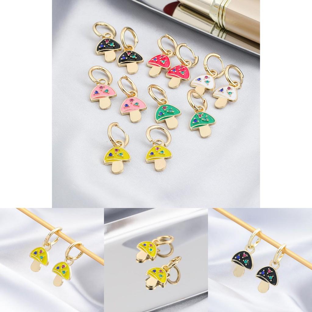 Elegant Alloy Geometric Asymmetrical Mushroom Earrings For Women In Fashionable Colors