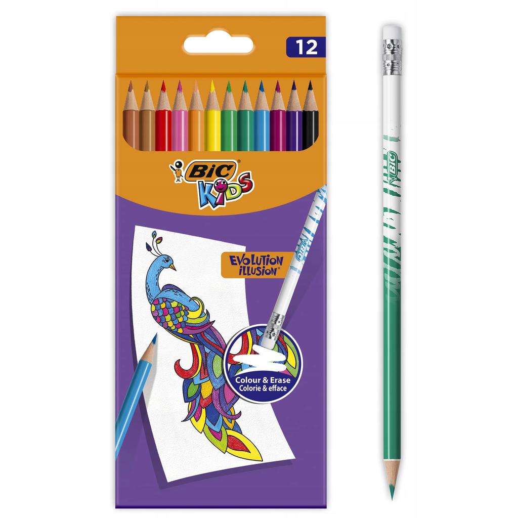 Buntstifte Bic Evolut. Illusion Wischbar 12Farben 0894