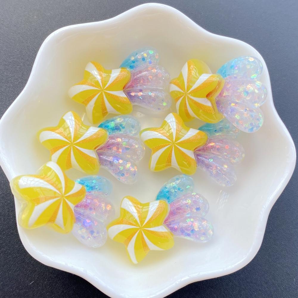 10pcs Resin Kawaii Cute Shiny Colorful Stars Rainbow Flat Back Stones Applique DIY Wedding Home Decor DIY Jewelry Making
