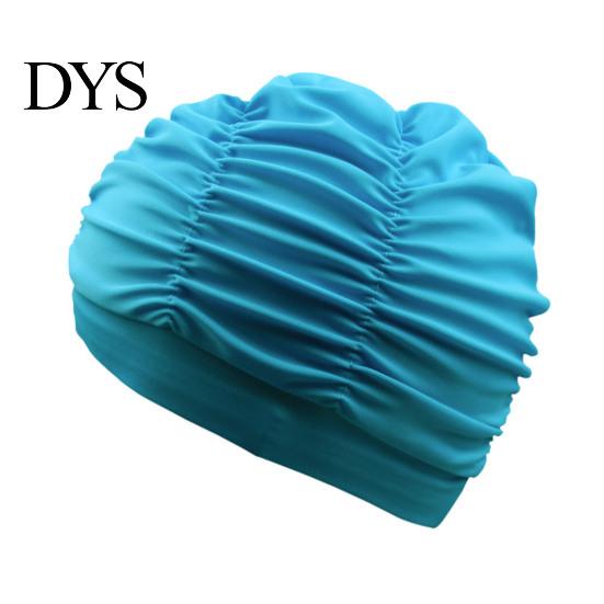 Adults Swimming Cap Women Cloth Cap, Breathable Ruffle Solid Color Swim Pool Ear Cover for Adults, Short Long Thick Hair Protection Bathing