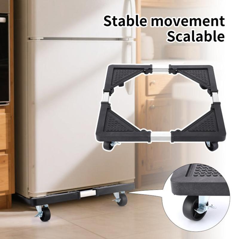 Stainless Steel Appliance Dolly Cart With 4 Locking Wheels - Adjustable Mobile Roller Base For Refrigerator/Washing Machine