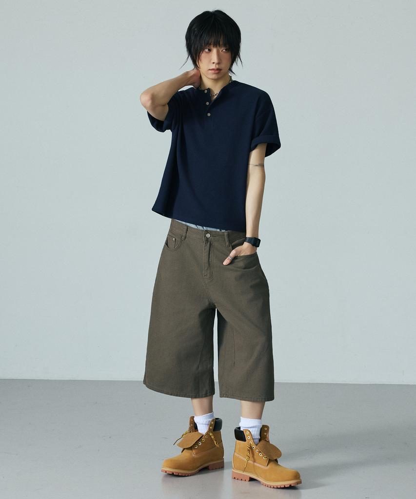 LXT Twill Cotton Wide Bermuda Pants [Khaki]