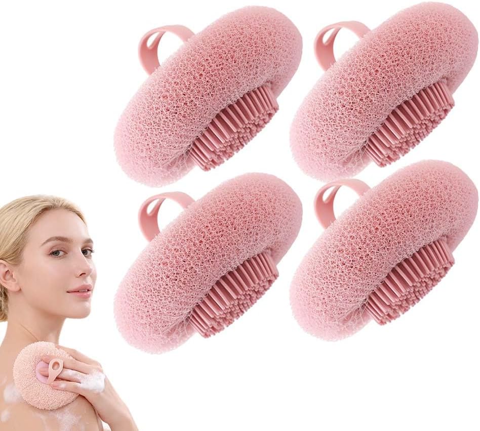 Super soft sunflower suction cup bath ball, 2025 upgraded exfoliating bath brush, amazing exfoliating bath sponge (4-pack (pink)) Pack of 4
