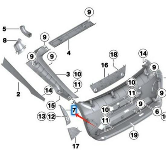 BMW 3 Series F34 GT LCI Taillight Trim (Part Numbers: 51497443809, 51497443810)