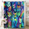 Cat Shower Curtain Artistic Animal Lover Decor Modern Bathroom Set Waterproof Liner Vintage Pattern Home Decoration Gift Idea