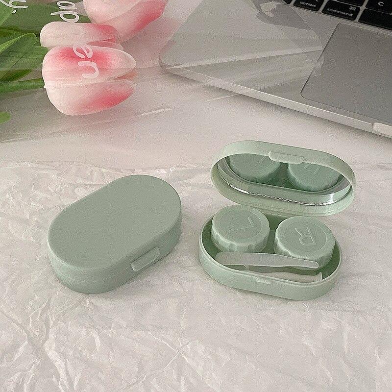 Effen Kleur Meisjes Contactlenzen Box Lens Case Vrouwen Draagbare Leuke Brillenkoker Houder Ogen Care Tools Kit Set Container