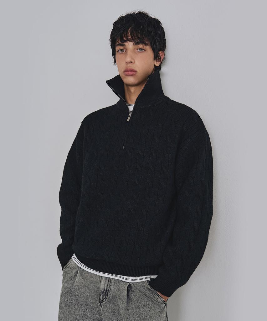 COSTUME O’CLOCK Cable Half Zip Heavy Knit Pullover 8 Color Cooskt069